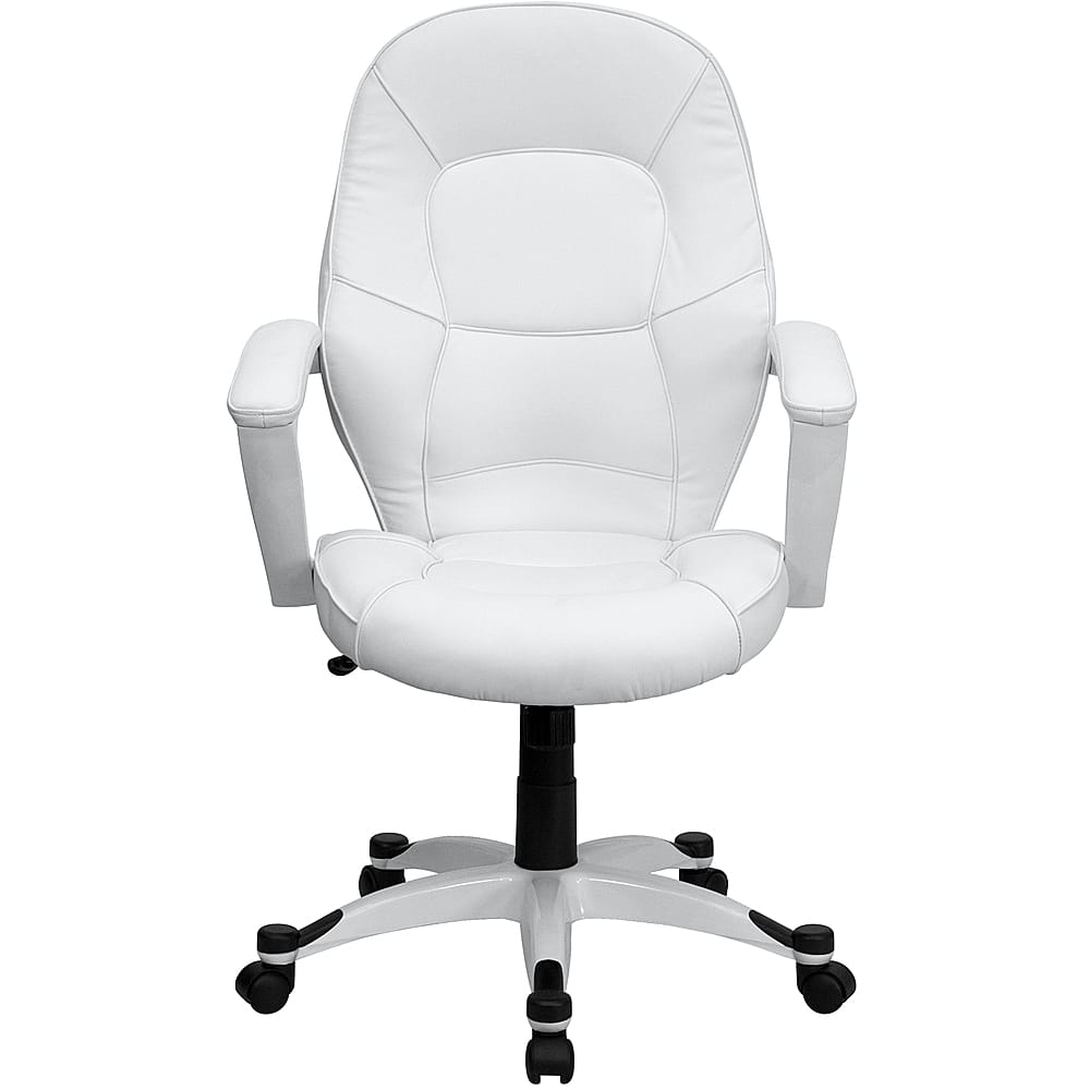 Flash Furniture – Quincey Contemporary Leather/Faux Leather Executive Swivel Office Chair – White Sansujyuku sansujyuku.com