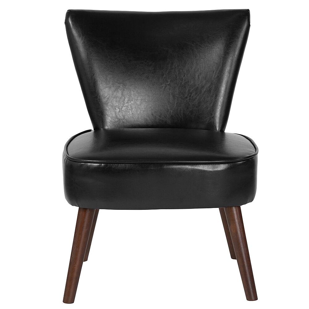 Alt View 12. Alamont Home - Hercules Holloway  Midcentury Leather/Faux Leather Side Chair - Upholstered - Black LeatherSoft.