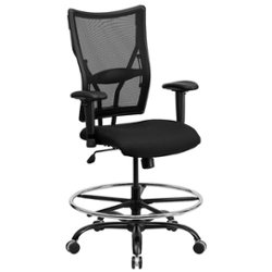 Flash Furniture - Hercules Contemporary Big & Tall Fabric Drafting Chair with Arms - Black - Front_Zoom