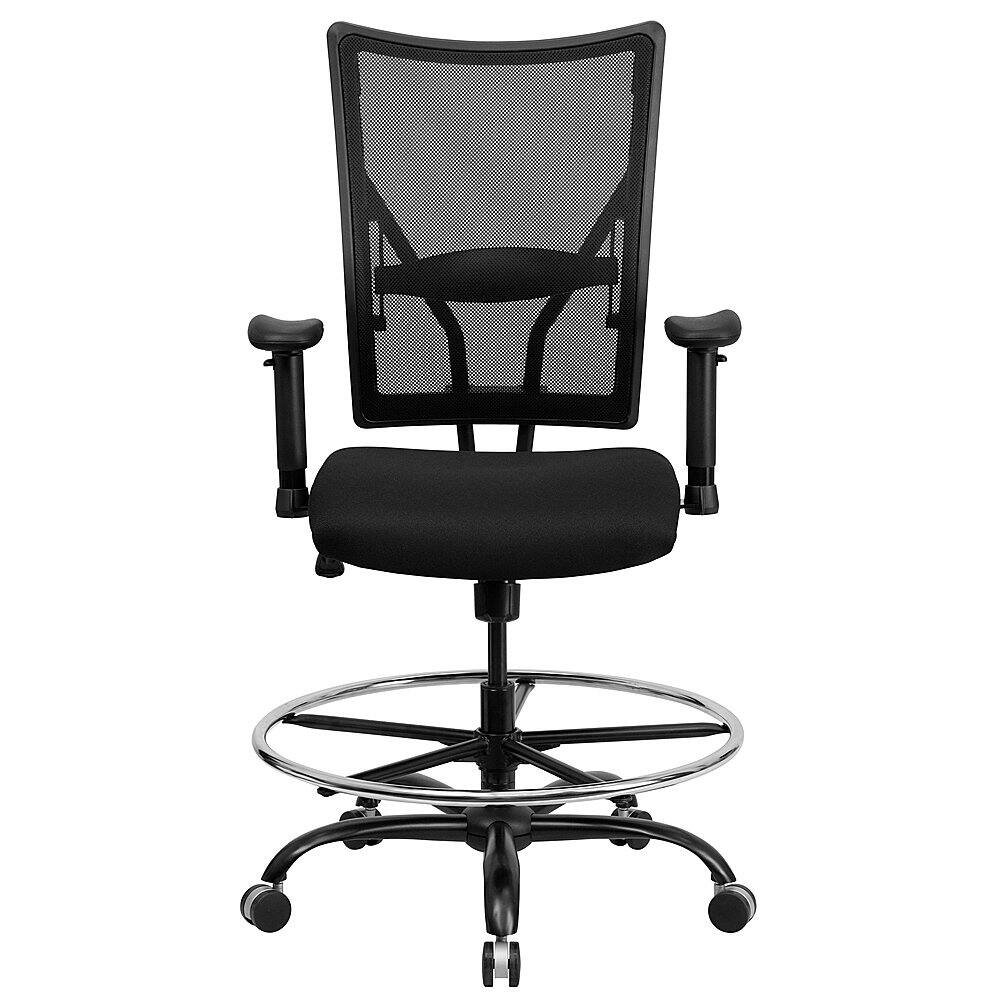 Big & Tall 400 lbs Capacity Black Mesh Drafting Office Chair with Foot Ring 