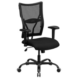 Flash Furniture - Hercules Contemporary Mesh Big & Tall Swivel Office Chair with Adjustable Arms - Black - Front_Zoom