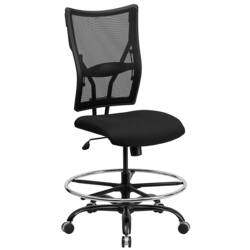 Flash Furniture - Hercules Contemporary Big & Tall  Fabric Drafting Stool - Black - Front_Zoom