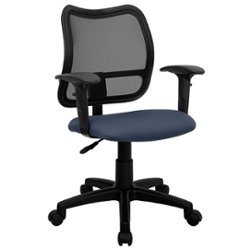 Flash Furniture - Alber Contemporary Fabric Swivel Office Chair with Arms - Navy Blue - Front_Zoom