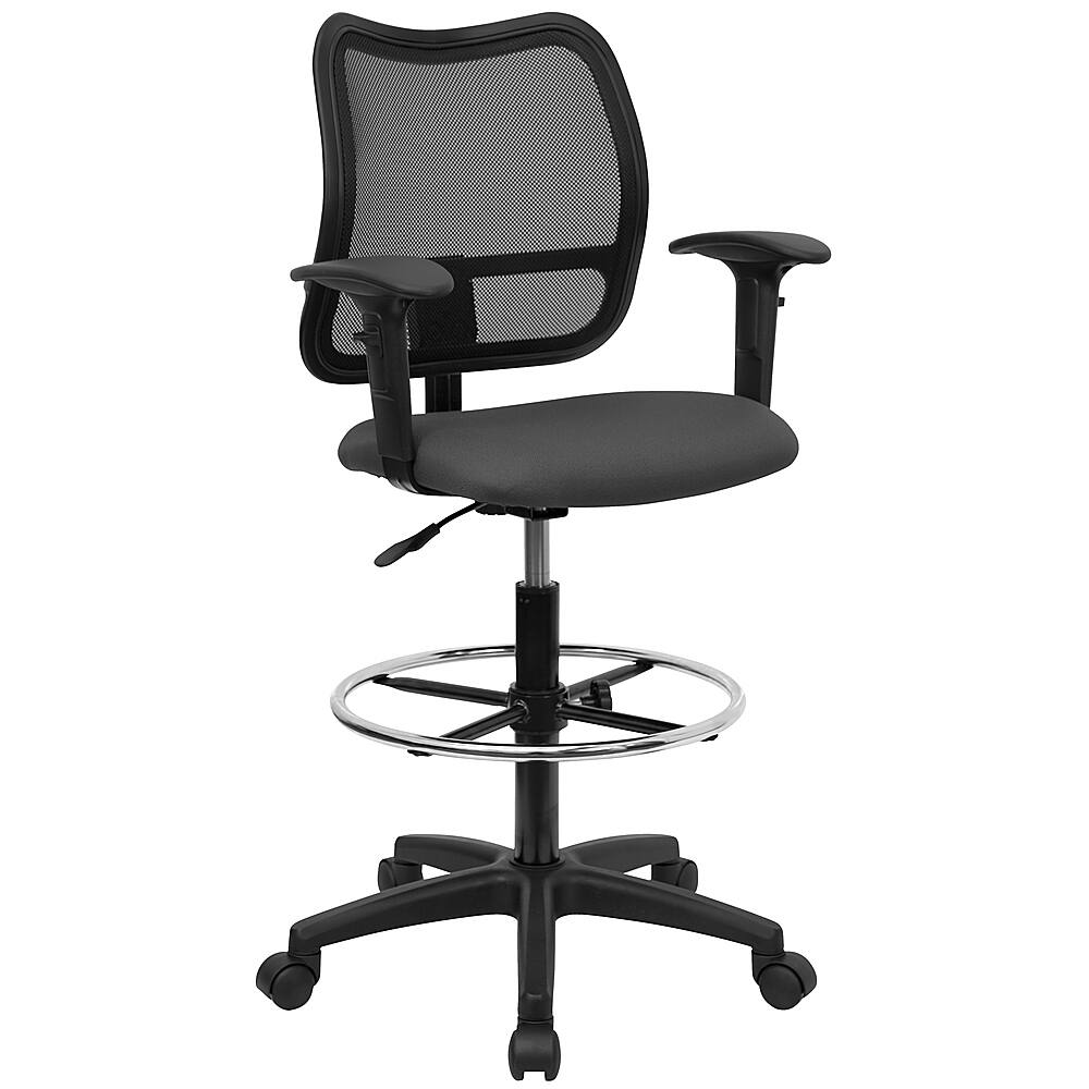 Front. Alamont Home - Elaine Contemporary Fabric Drafting Stool - Gray.
