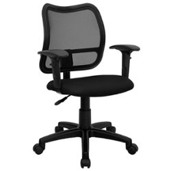 Flash Furniture - Alber Contemporary Fabric Swivel Office Chair with Arms - Black - Front_Zoom