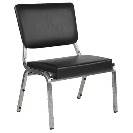 Front. Alamont Home - Hercules  Contemporary Vinyl Big & Tall Stack Chair - Black Vinyl.