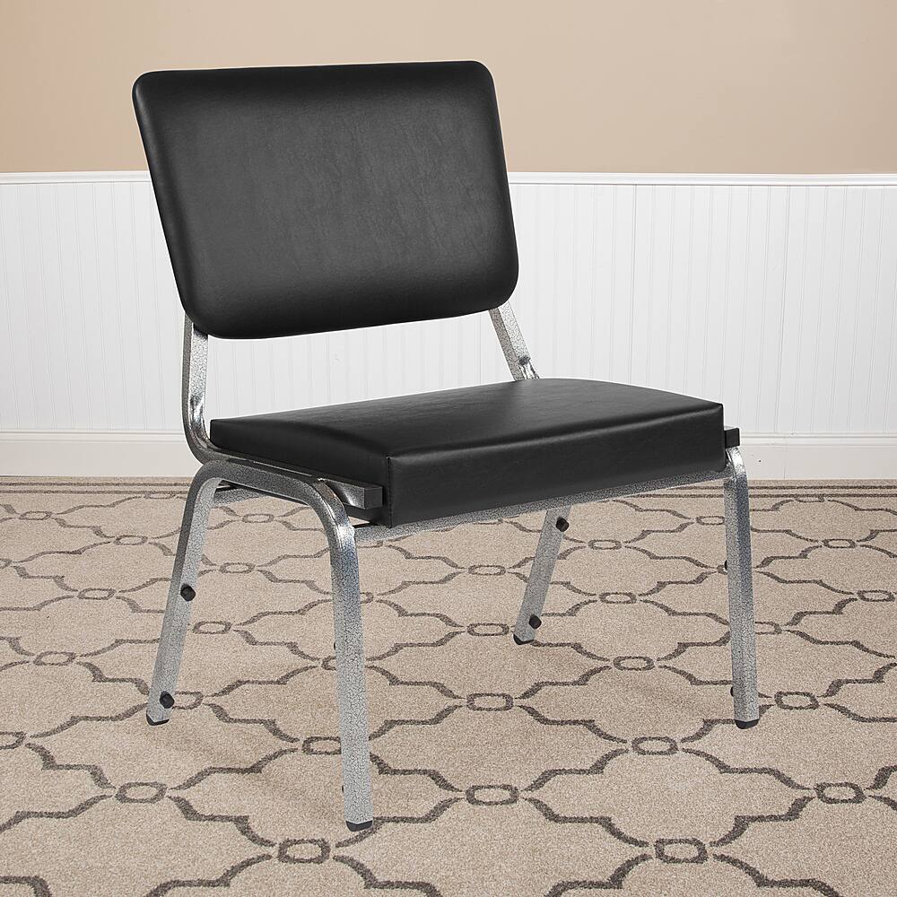 Alt View 12. Alamont Home - Hercules  Contemporary Vinyl Big & Tall Stack Chair - Black Vinyl.
