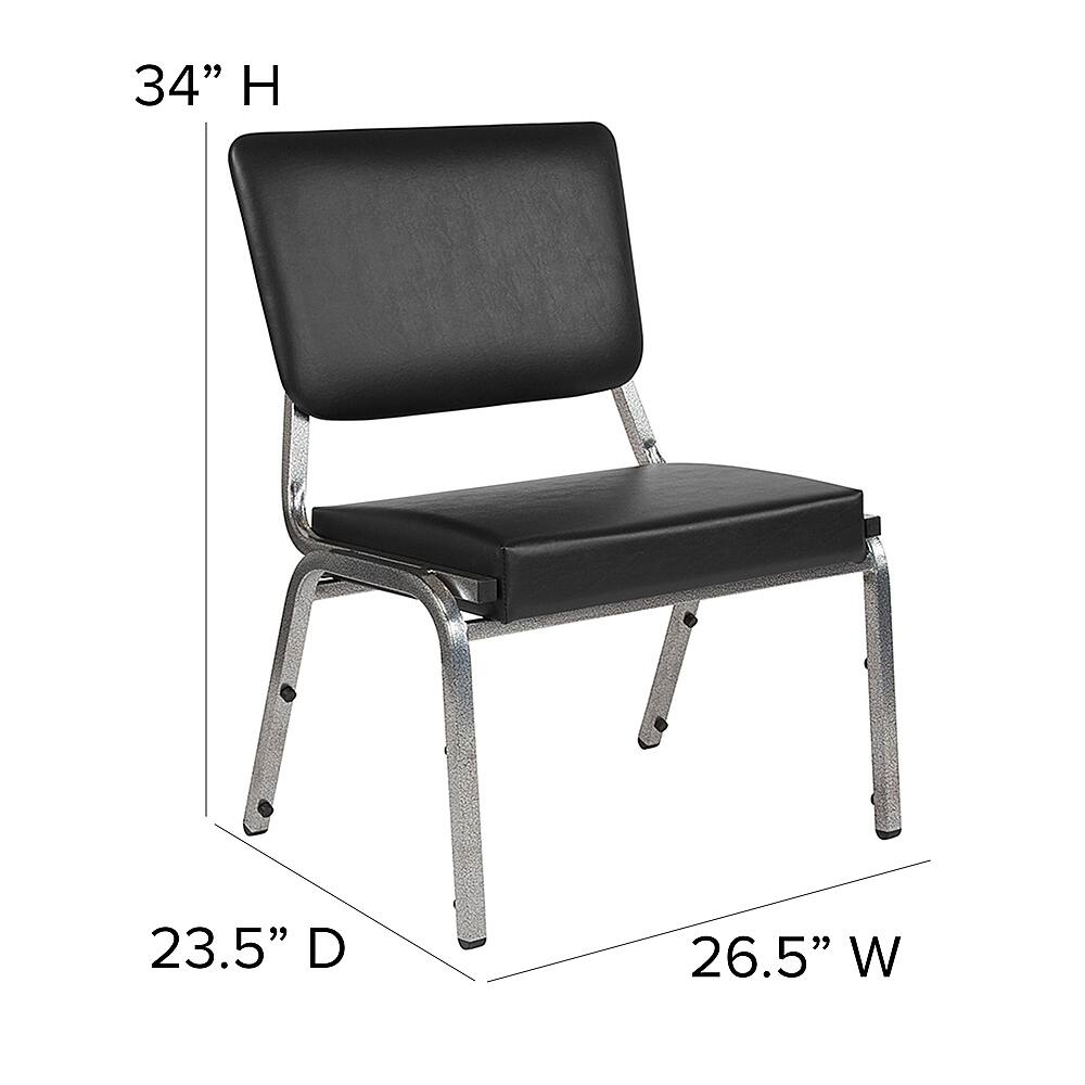 Alt View 13. Alamont Home - Hercules  Contemporary Vinyl Big & Tall Stack Chair - Black Vinyl.
