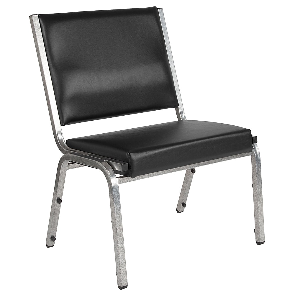 Front. Alamont Home - Hercules Contemporary Vinyl Big & Tall Stack Chair - Black Vinyl.