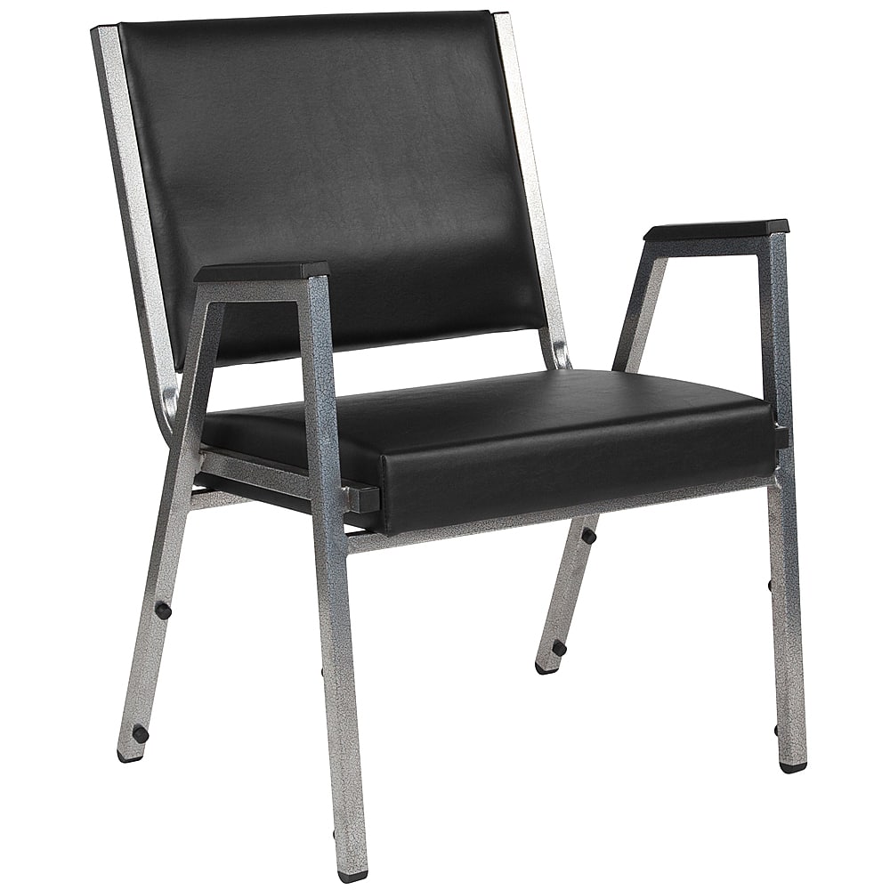 Alamont Home - Hercules Contemporary Vinyl Big & Tall Stack Chair - Black Vinyl - Front_Zoom