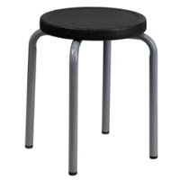 Flash Furniture - Remington Contemporary Plastic Stack Stool - Black - Front_Zoom