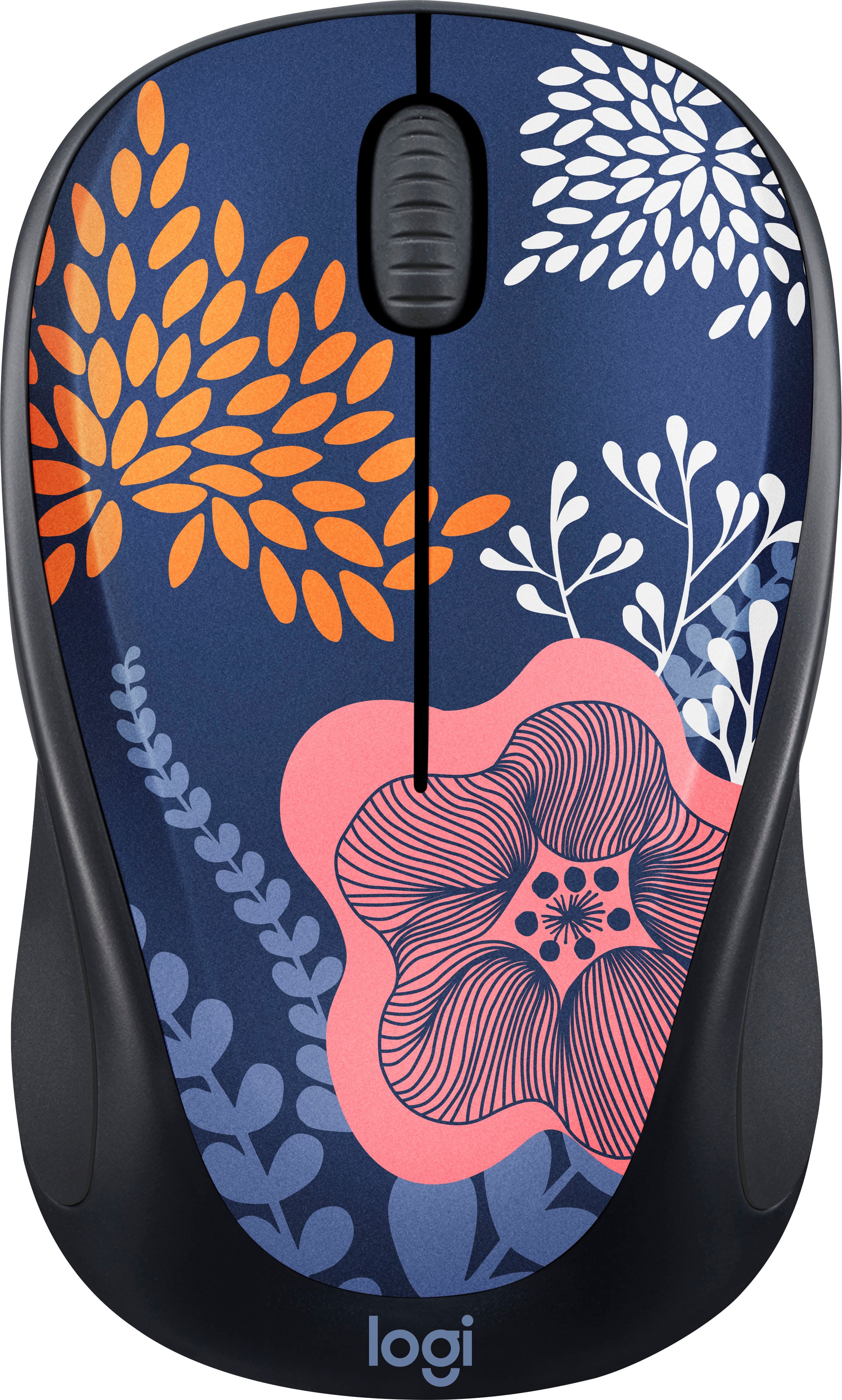 Front. Logitech - Design Collection Limited Edition Wireless 3-button Ambidextrous Mouse with Colorful Designs - Forest Floral.