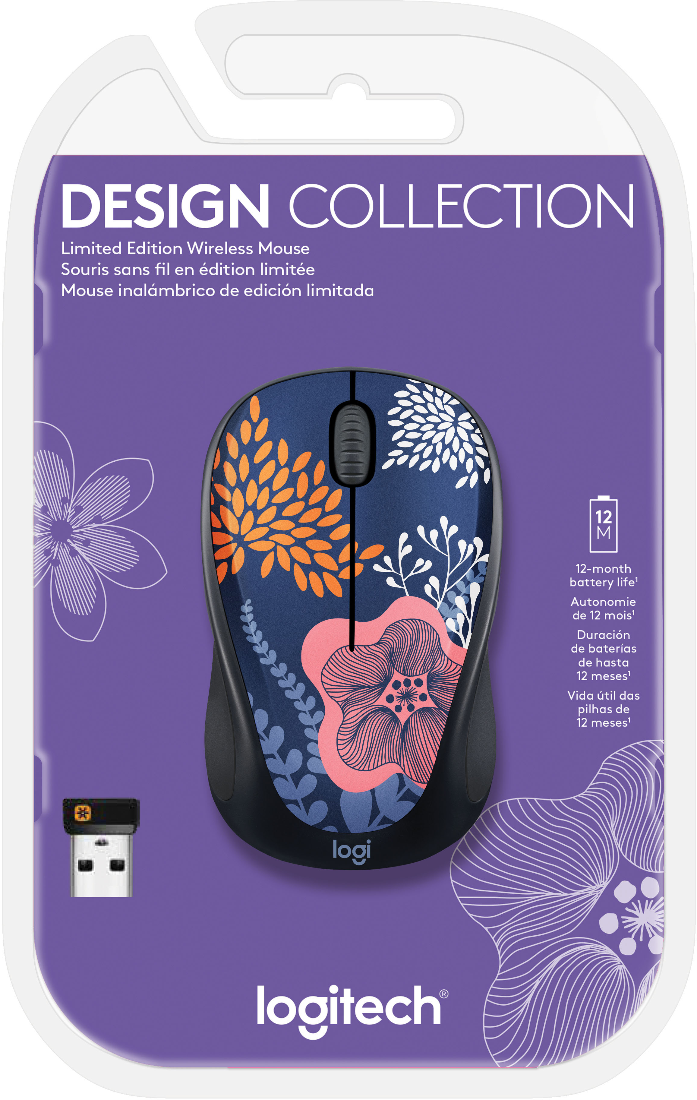 Logitech - Design Collection Limited Edition Wireless 3-button Ambidextrous  Mouse with Colorful Designs - Forest Floral 