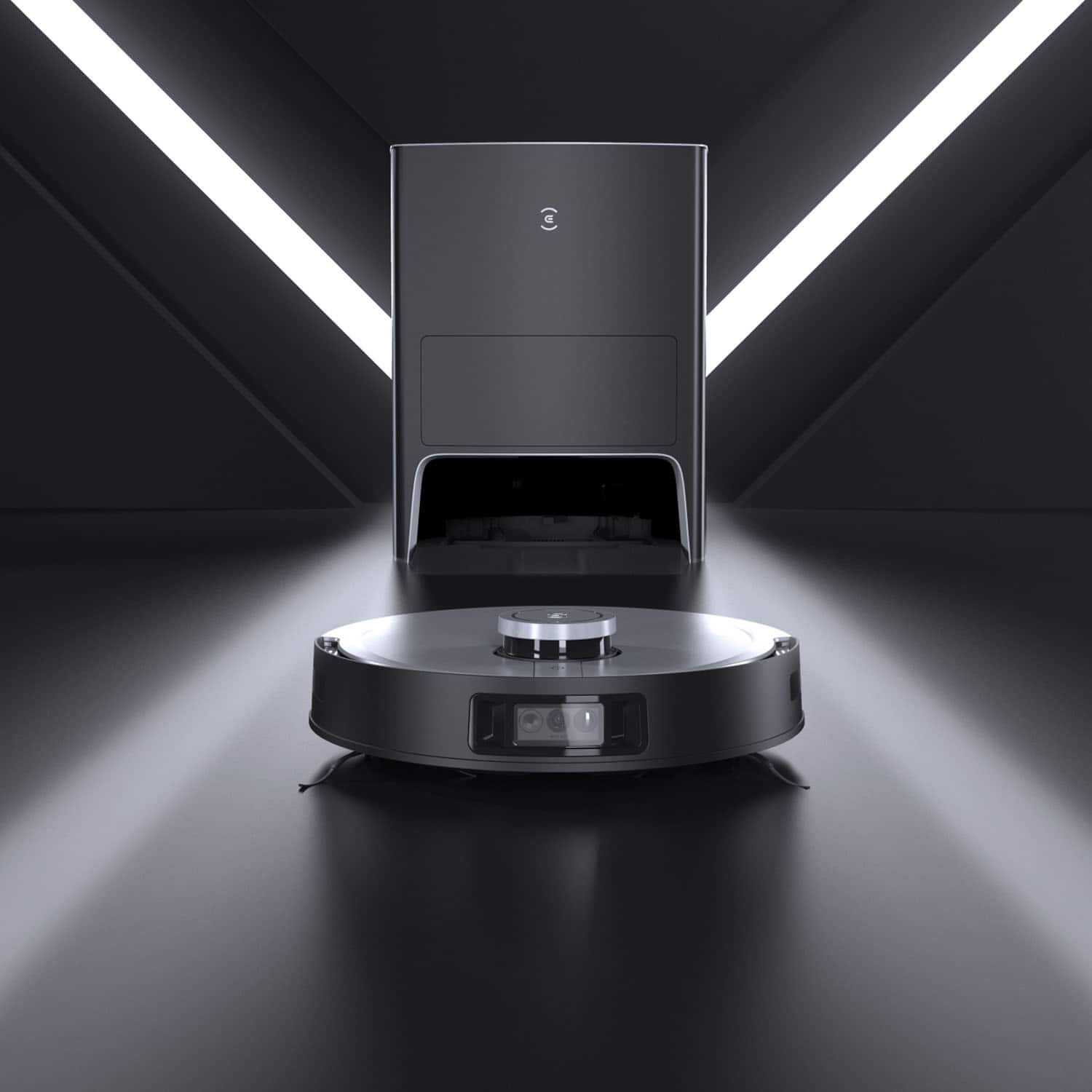 Angle. ECOVACS Robotics - DEEBOT X1 OMNI Robot Vacuum & Mop with Auto Empty and Refill, Laser Mapping, AI Object Recognition and Self Clean - BLACK + SILVER.