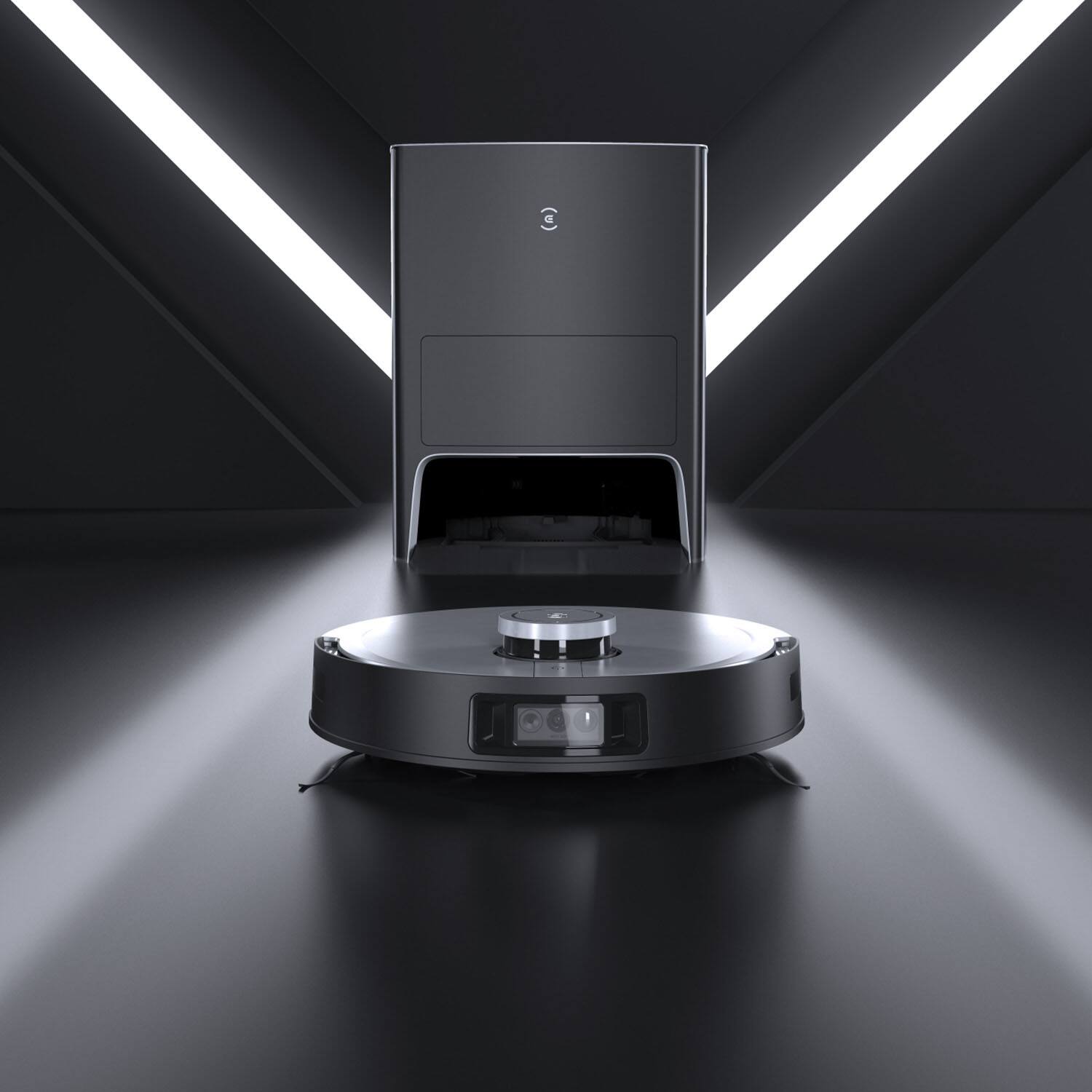 Angle. ECOVACS Robotics - DEEBOT X1 OMNI Robot Vacuum & Mop with Auto Empty and Refill, Laser Mapping, AI Object Recognition and Self Clean - BLACK + SILVER.