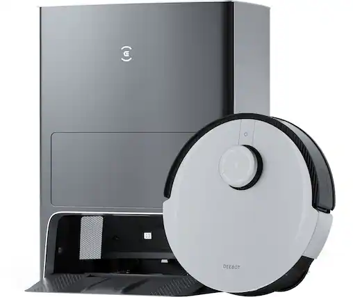 Front. ECOVACS Robotics - DEEBOT X1 OMNI Robot Vacuum & Mop with Auto Empty and Refill, Laser Mapping, AI Object Recognition and Self Clean - BLACK + SILVER.