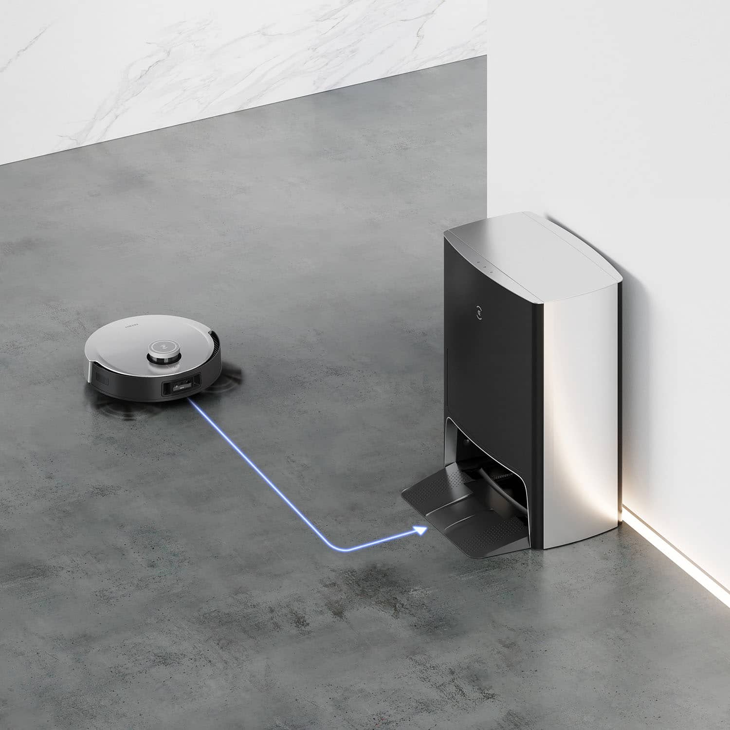 Alt View 17. ECOVACS Robotics - DEEBOT X1 OMNI Robot Vacuum & Mop with Auto Empty and Refill, Laser Mapping, AI Object Recognition and Self Clean - BLACK + SILVER.