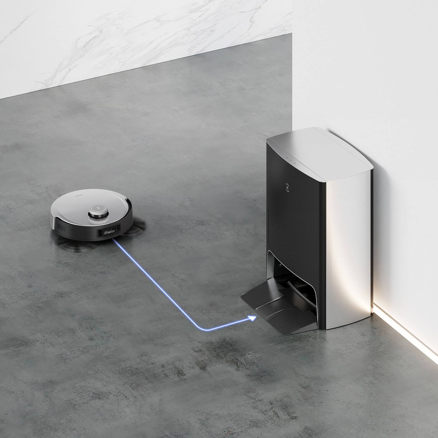 Alt View 17. ECOVACS Robotics - DEEBOT X1 OMNI Robot Vacuum & Mop with Auto Empty and Refill, Laser Mapping, AI Object Recognition and Self Clean - BLACK + SILVER.