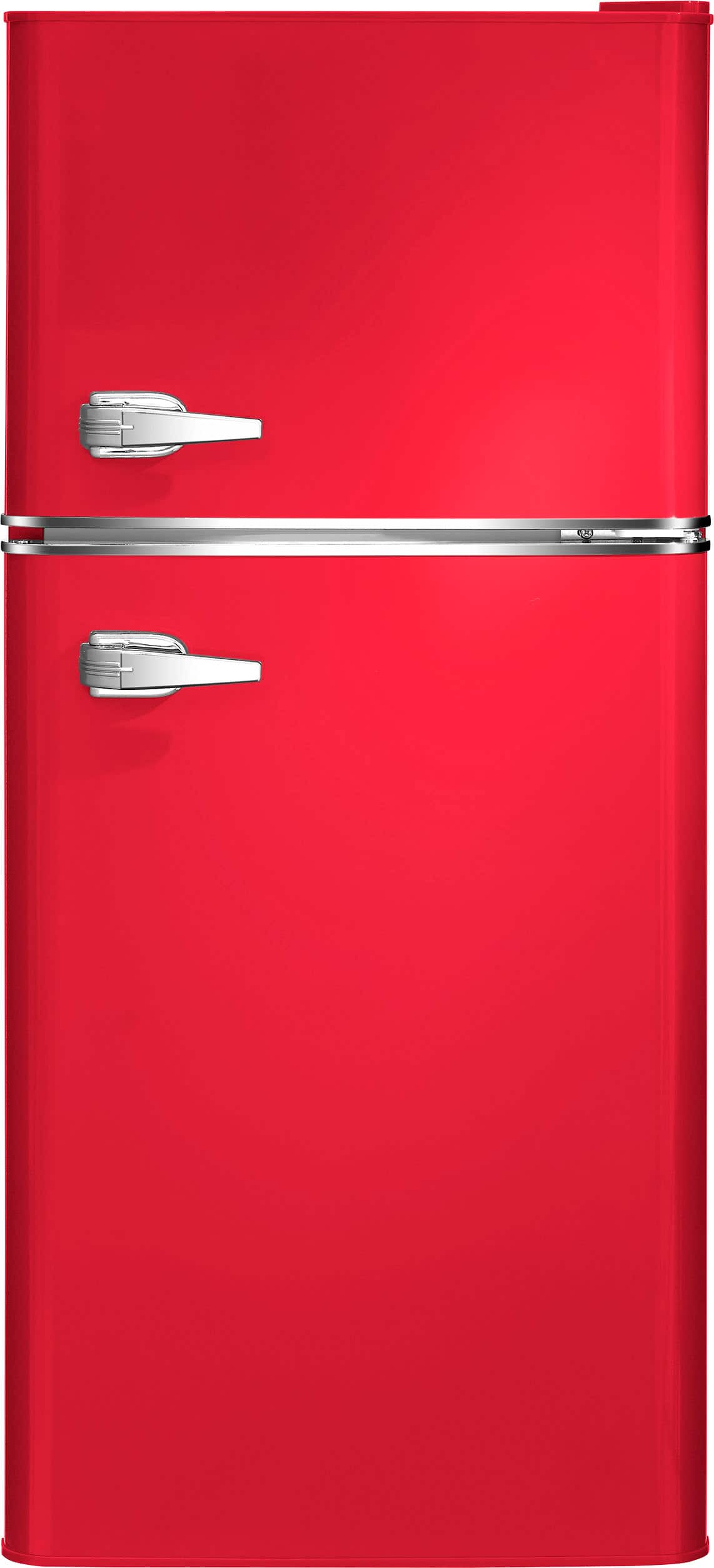 Insignia™ - 4.5 Cu. Ft. Retro Mini Fridge with Top Freezer and ENERGY STAR Certification - Red - Front_Zoom