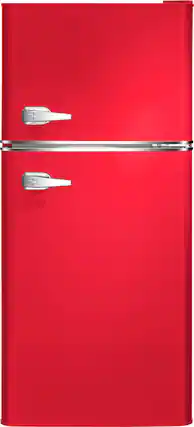 Front. Insignia™ - 4.5 Cu. Ft. Retro Mini Fridge with Top Freezer and ENERGY STAR Certification - Red.