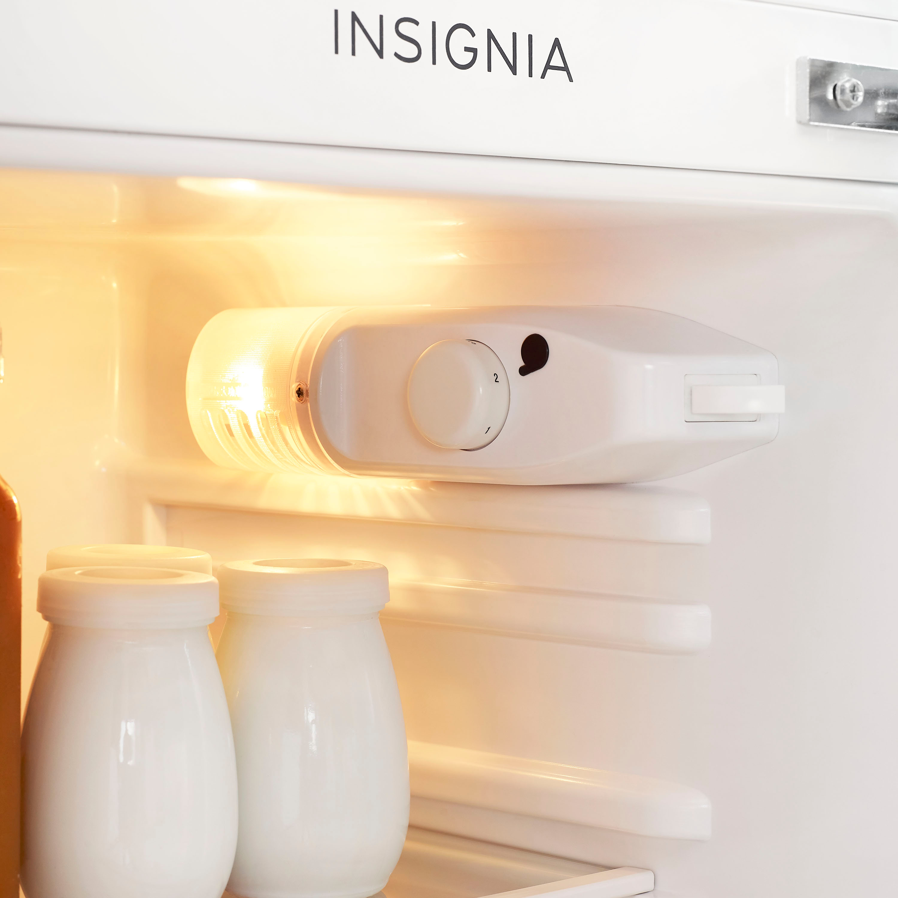 Insignia™ - 4.3 Cu. Ft. Mini Fridge with Top Freezer - Stainless Steel