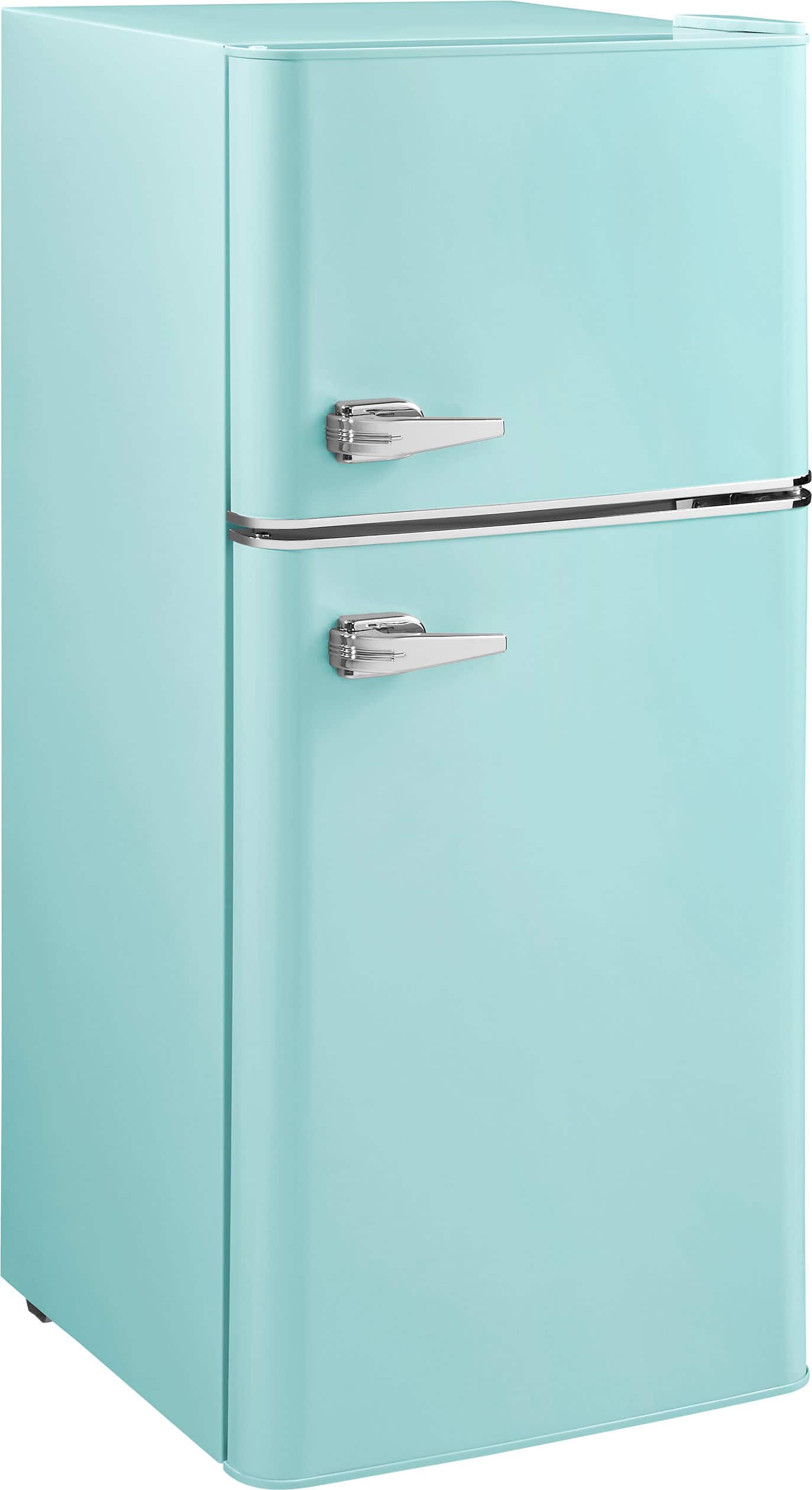 Angle. Insignia™ - 4.5 Cu. Ft. Retro Mini Fridge with Top Freezer and ENERGY STAR Certification - Mint.