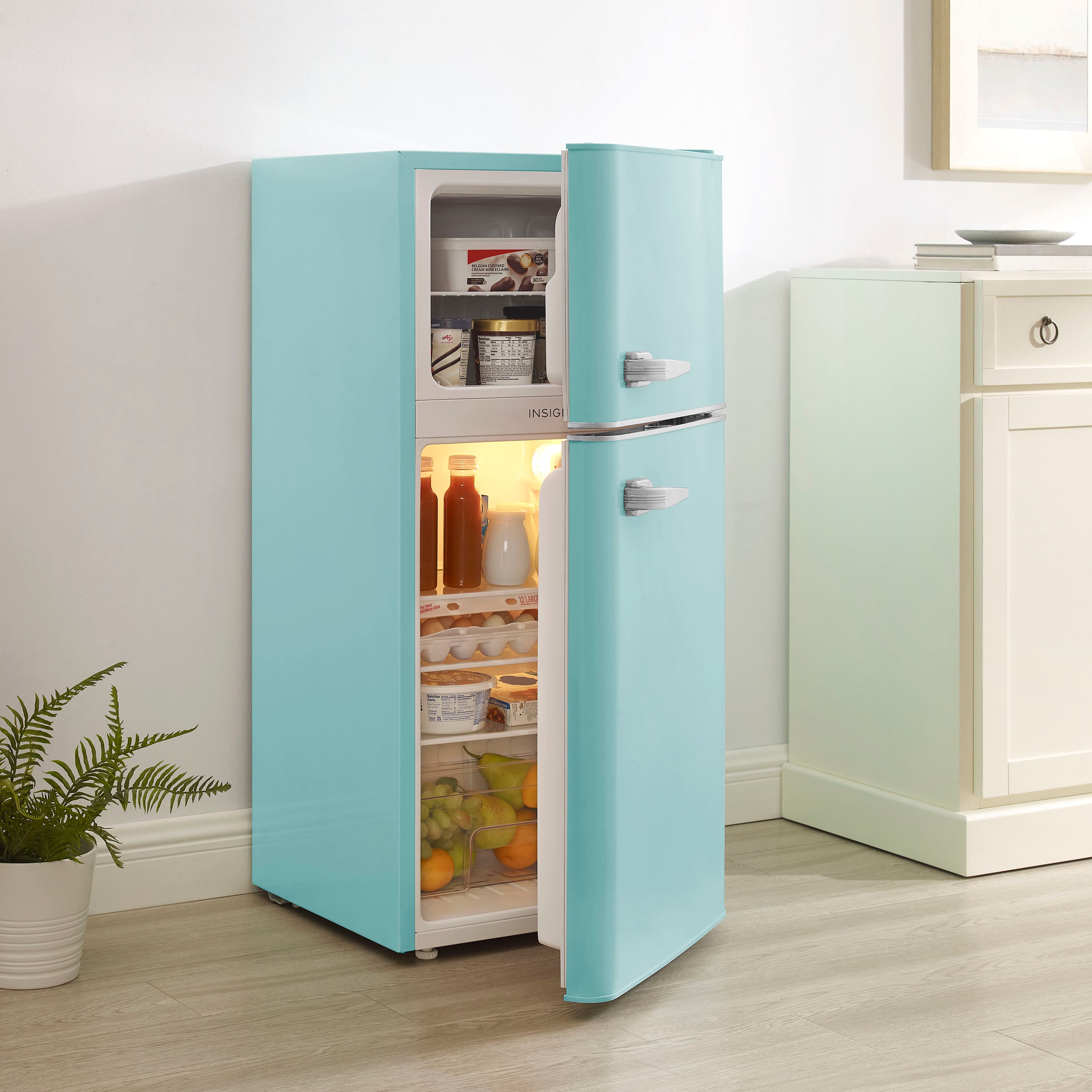Galanz 3.1 Cu Ft Mini Fridge With Freezer, Stainless For Dorm/Office