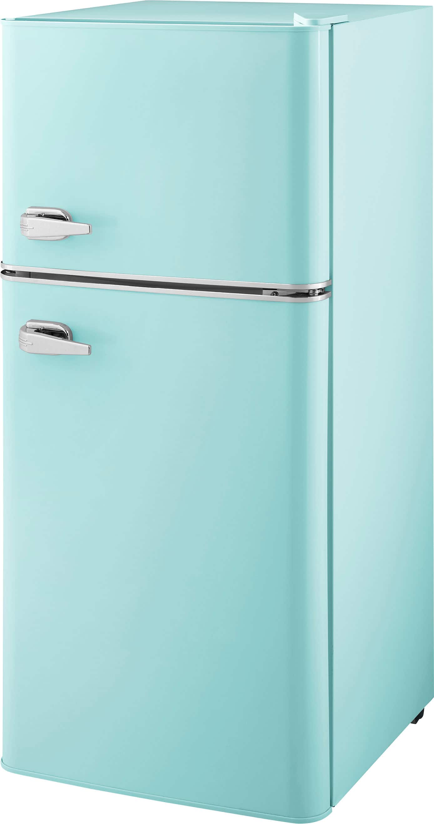 Left. Insignia™ - 4.5 Cu. Ft. Retro Mini Fridge with Top Freezer and ENERGY STAR Certification - Mint.