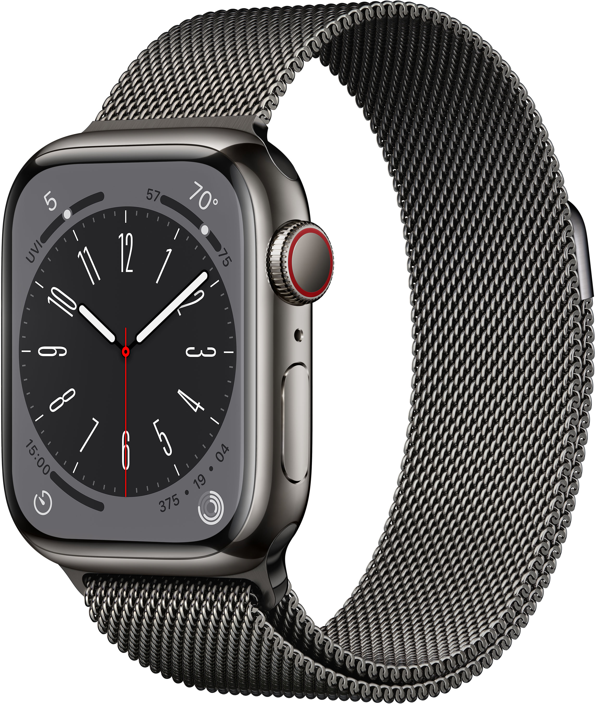Best Buy: Apple Watch Series 8 GPS + Cellular 41mm Graphite Stainless Steel  Case with Graphite Milanese Loop Graphite (AT&T) MNJL3LL/A