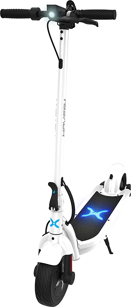 Left View: Hover-1 - Alpha Foldable Electric Scooter w/12 mi Max Operating Range & 17.4 mph Max Speed - White