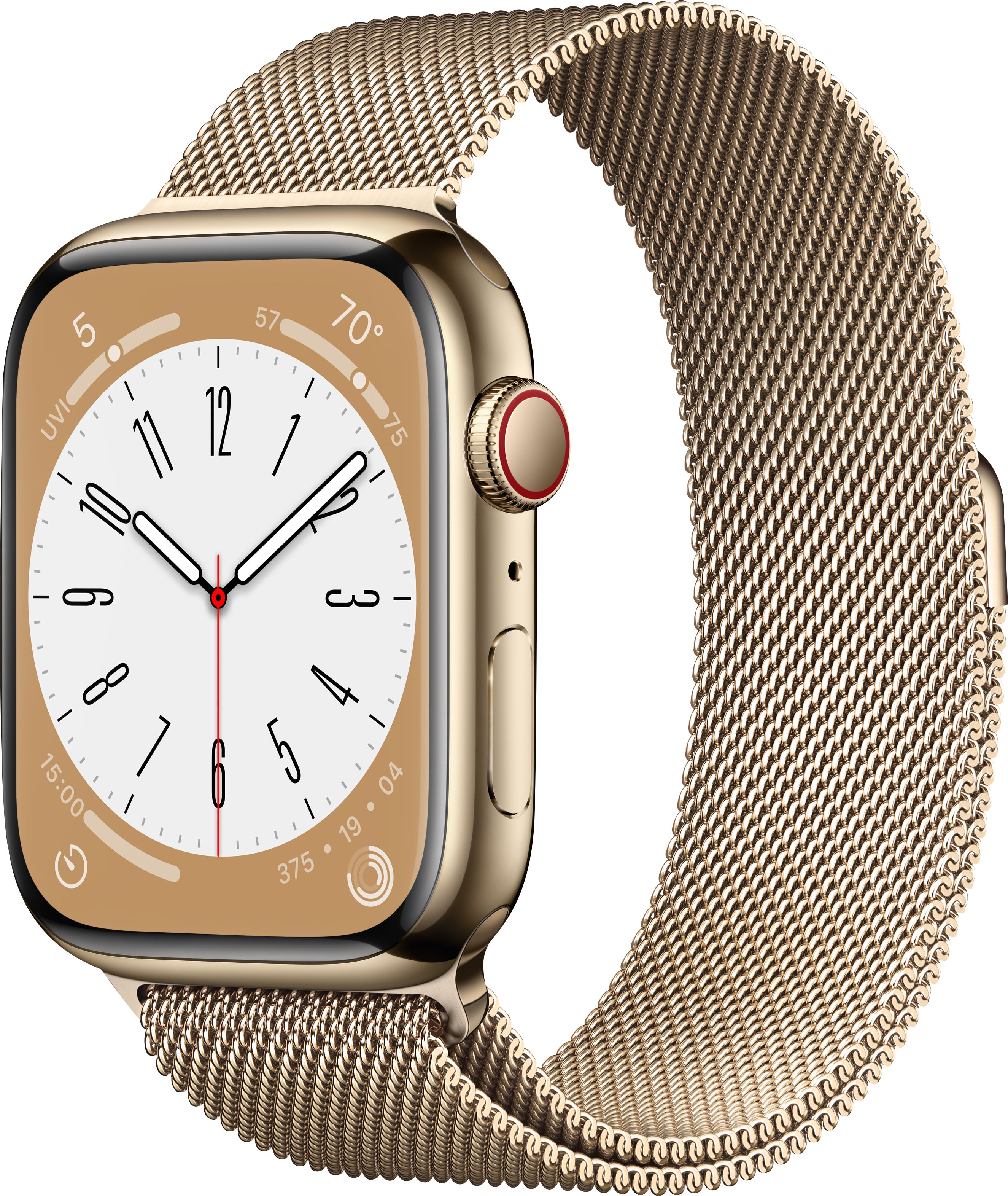Apple Watch Series 9 GPS + Cellular 45mm Gold Stainless Steel Case with  Clay Sport Band (M/ L) MRMT3, Smartwatch, watch bands, Mobile phones