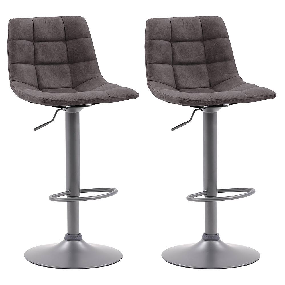 Angle View: CorLiving - Palmer Adjutable Square Tufted Barstool (set of 2) - Distressed Grey