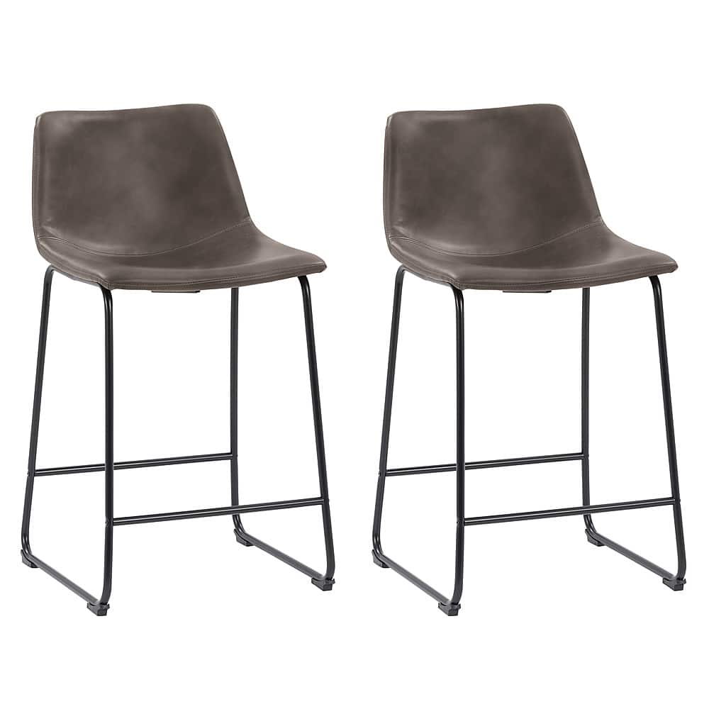 Angle View: CorLiving - Palmer Modern Mid Back Counter Height Barstool (set of 2) - Grey