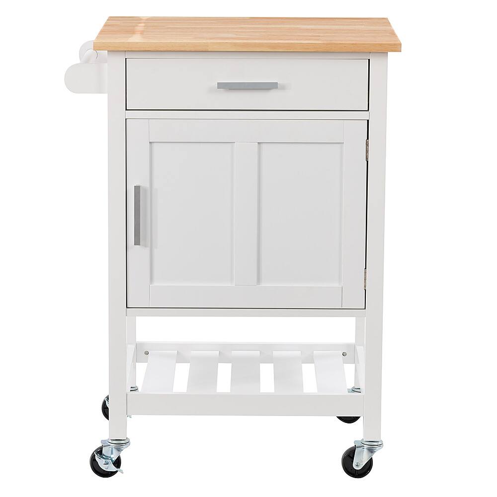 Left View: CorLiving - Sage Wood Kitchen Cart - White