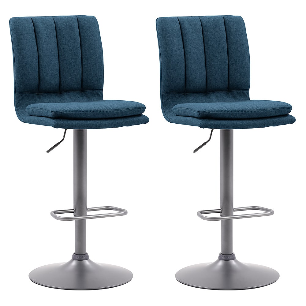 Angle View: CorLiving - Palmer Adjustable Channel Tufted Upholstered Barstool (set of 2) - Blue