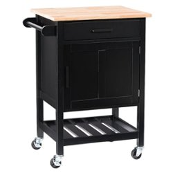 CorLiving - Sage Wood Kitchen Cart - Black - Angle_Zoom