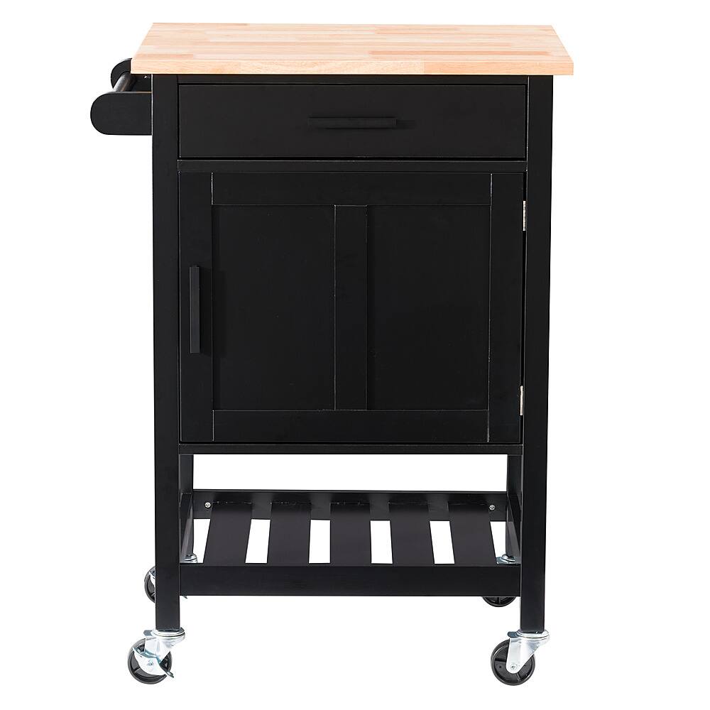 Left View: CorLiving - Sage Wood Kitchen Cart - Black