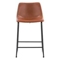 CorLiving - Palmer Modern Mid Back Counter Height Barstool (set of 2) - Brown - Front_Zoom