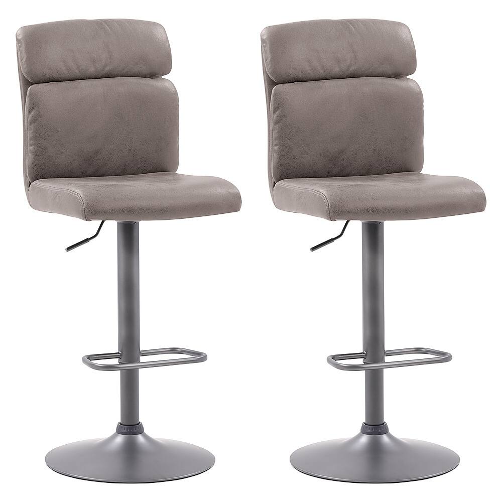 Angle View: CorLiving - Palmer Adjustable High Back Barstool (set of 2) - Grey