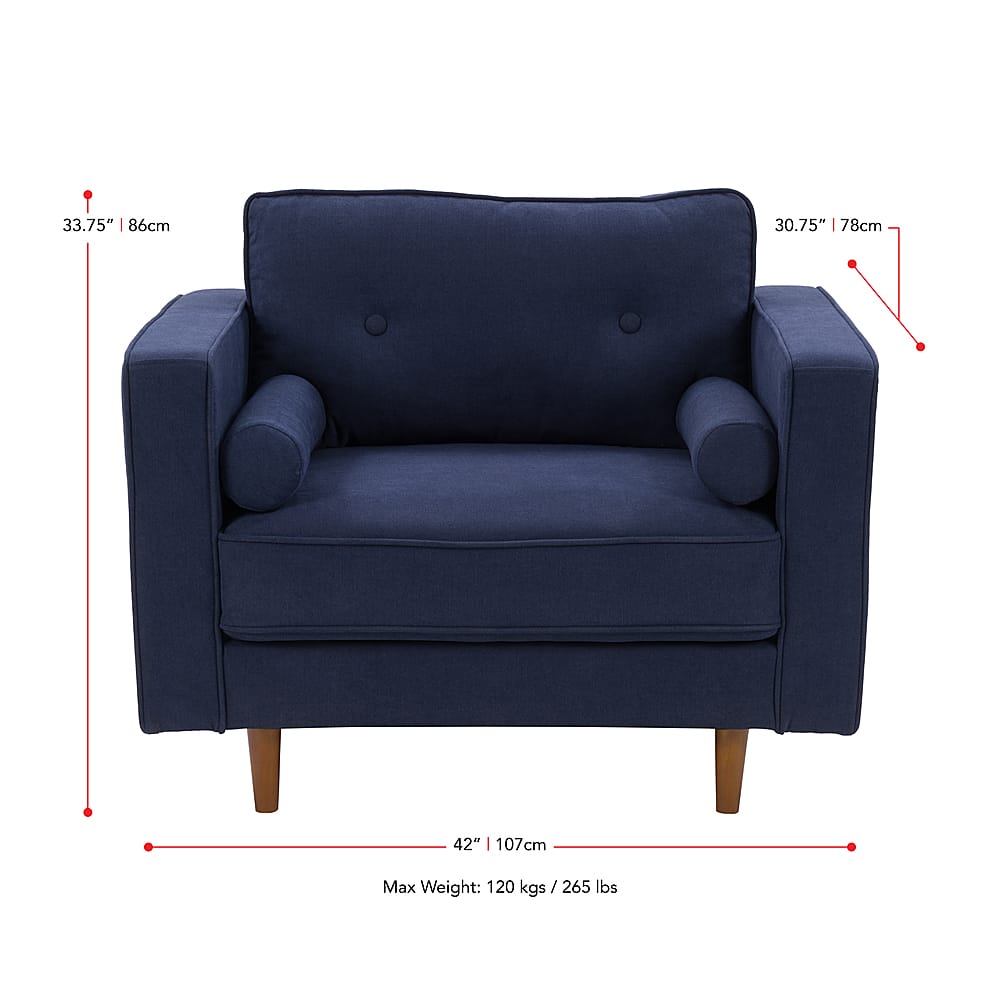 lillith mid century modern chair in navy blue