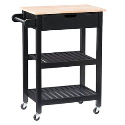 CorLiving - Sage Open Storage Wood Kitchen Cart - Black - Angle_Zoom