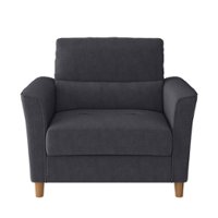 CorLiving - Georgia Upholstered Accent Chair And A Half - Dark Grey - Front_Zoom