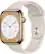 Front. Apple - Apple Watch Series 8 GPS + Cellular 41mm Gold Stainless Steel Case with Starlight Sport Band - S/M - Starlight.