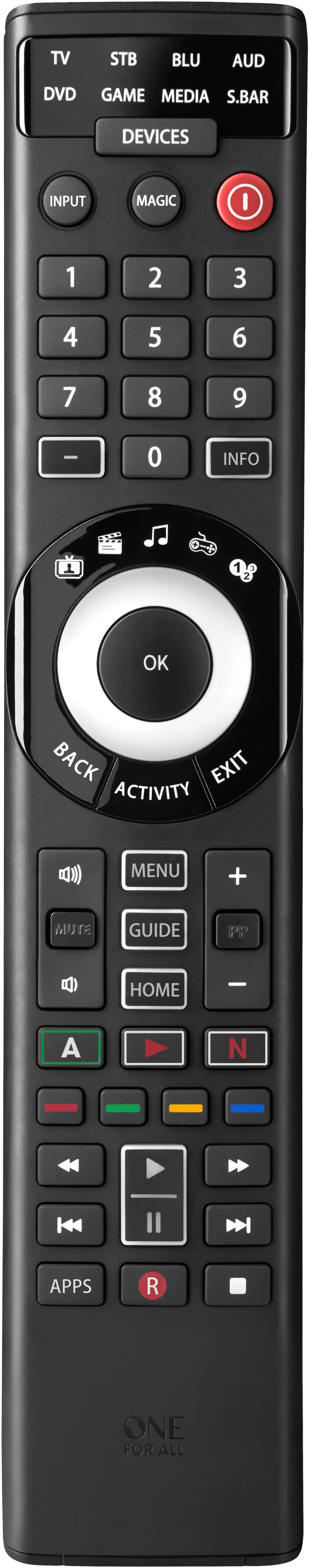 One for All - 8 Device Universal Smart 8 TV Remote - Black