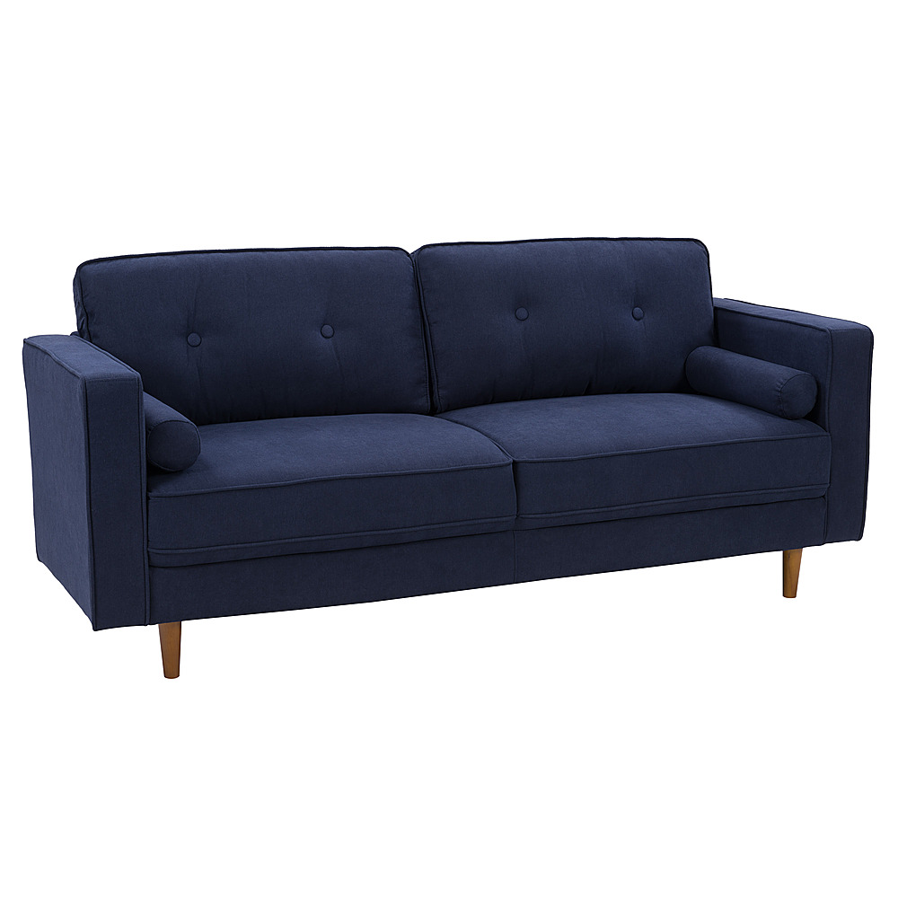 Angle View: CorLiving - Mulberry 3-Seat Fabric Upholstered Modern Sofa - Navy Blue
