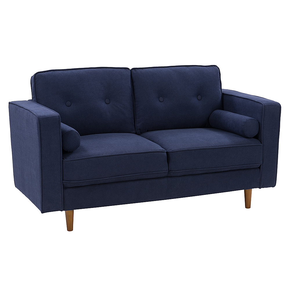 Angle View: CorLiving - Mulberry 2-Seat Fabric Upholstered Modern Loveseat - Navy Blue