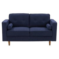 CorLiving - Mulberry 2-Seat Fabric Upholstered Modern Loveseat - Navy Blue - Front_Zoom