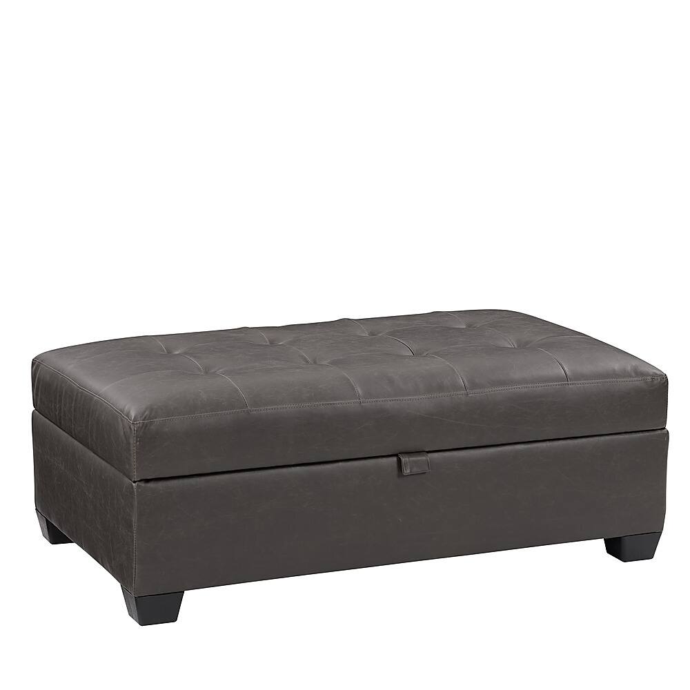 Angle View: CorLiving Antonio Tufted Storage Ottoman - Dark Grey