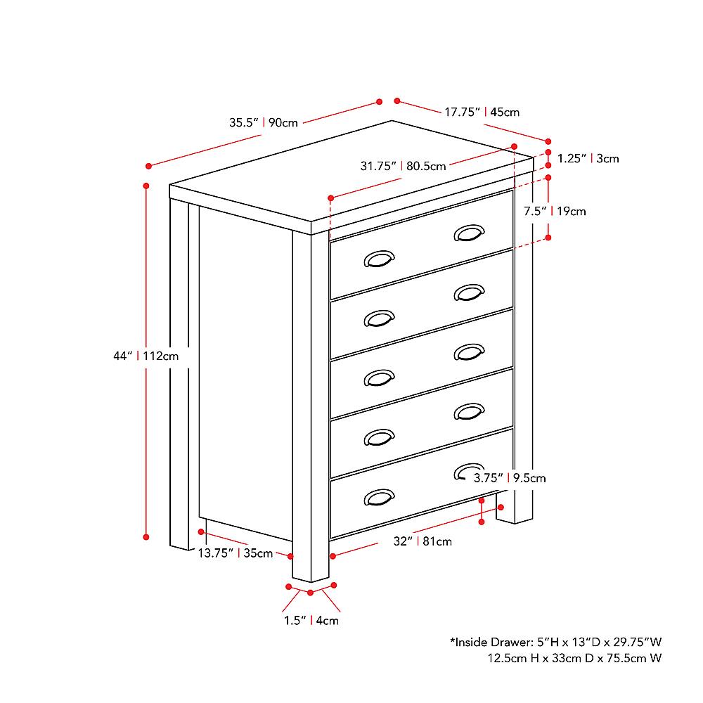 Best Buy CorLiving Boston 5Drawer Dresser White BSA301T