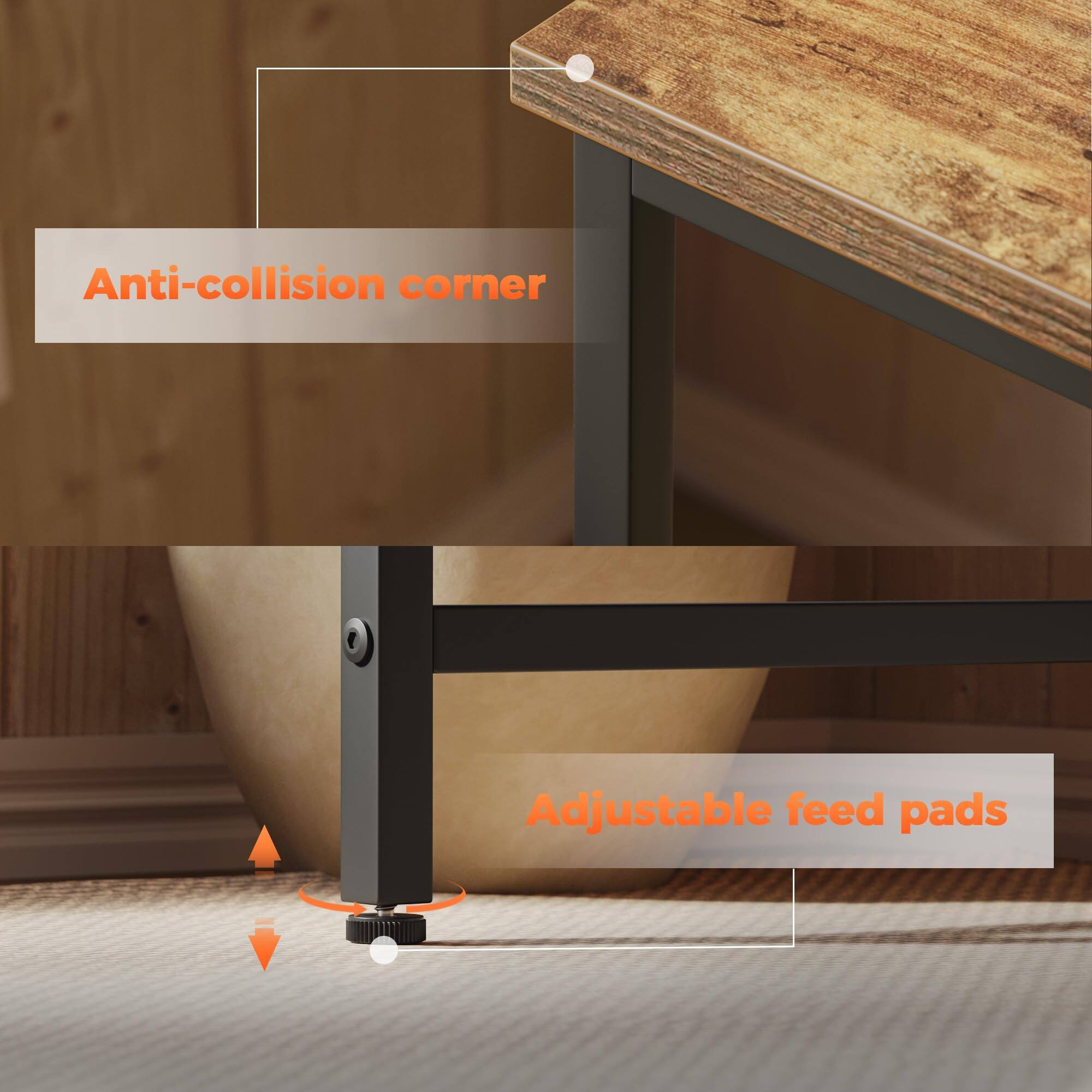 Anti-collision corner  
Adjustable feed pads